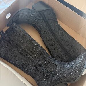 Women's Black Embellished Mid-Calf Boots